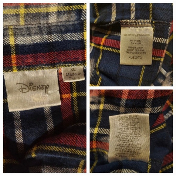 Disney Womens Winnie-the-Pooh Red & Blue Custom Bleach Dyed Flannel Size XL - Picture 5 of 8